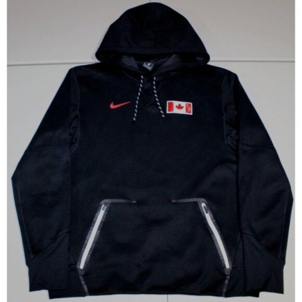 Mens Nike Dri Fit Canada Flag Hoodie Sweatshirt Pullover Medium Black 865979